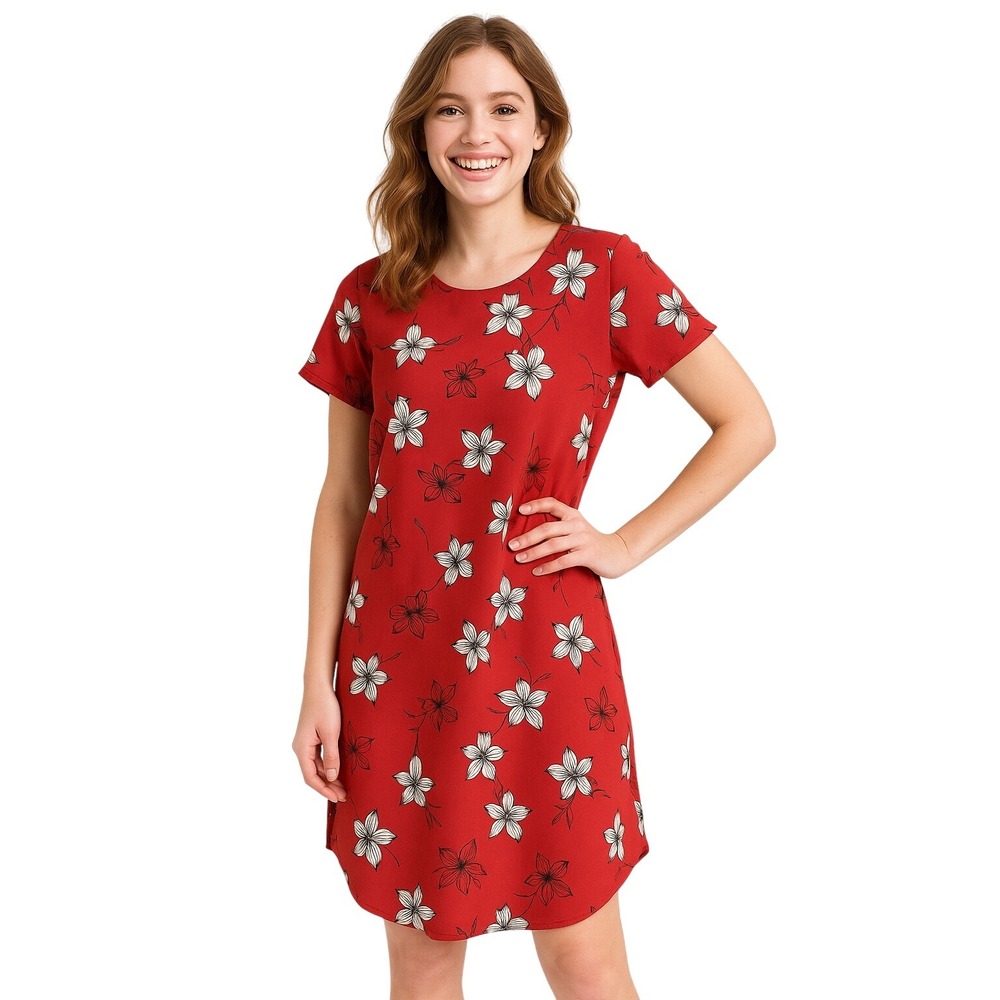 Banana Republic Dress 4 Multicolor Floral Fluted Short Sleeve‎ Pullover Feminine